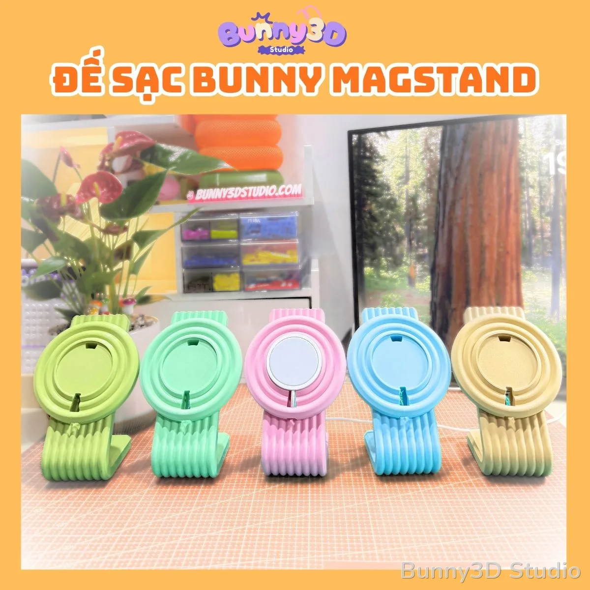 ĐẾ SẠC BUNNY MAGSTAND-Đế sạc điện thoại Iphone không dây cho Magsafe